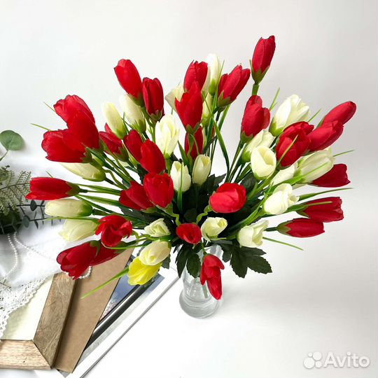 Крокусы-подснежники искусственные, Красно-белый ми