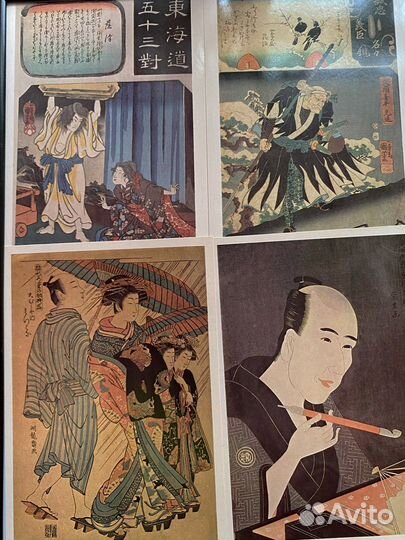 Японская живопись. Репродукция. Винтаж