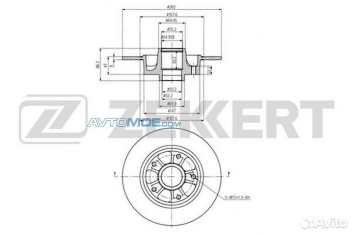 Диск торм. зад. Renault Megane III 08- BS5877 zekk