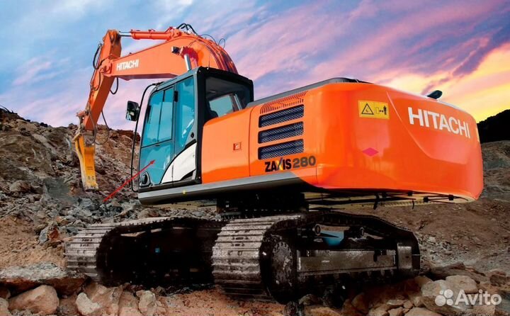 Стекло двери нижнее на экскаватор Hitachi