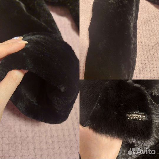Шуба мутоновая с капюшоном черная