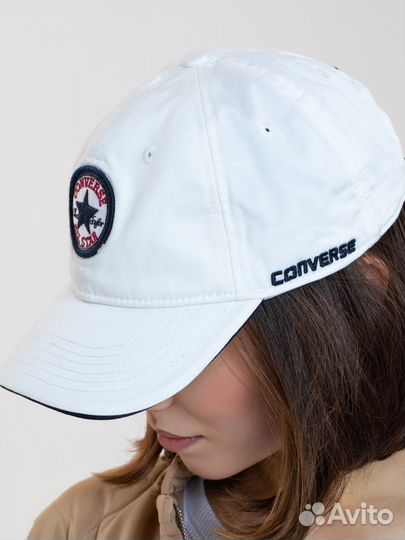 Кепка бейсболка женская белая мягкий лоб Converse
