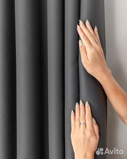 Комплект портьер блэкаут Марсель Темно-серый шторы