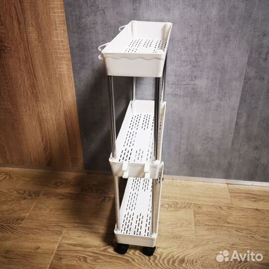 Этажерка на колесиках узкая 3 яруса