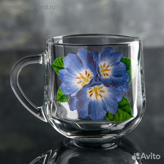 Кружка стеклянная «Цветочная радуга», 300 мл, рису