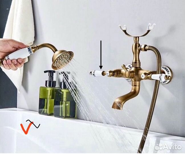 Смеситель ретро керамика компллект для ванны