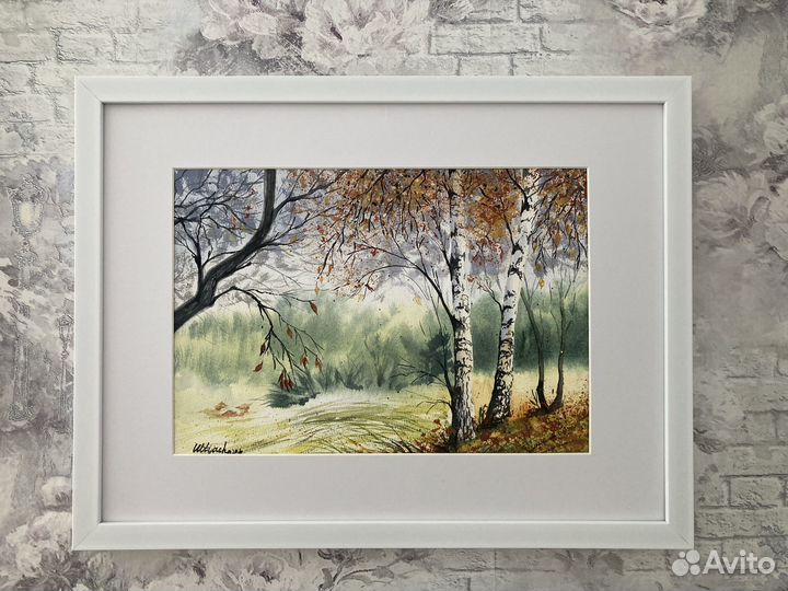 Картина акварель осенний пейзаж