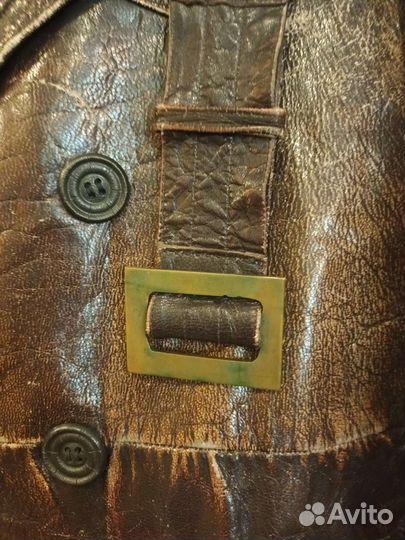 Офицерский кожаный плащ, пальто 30-40 годов