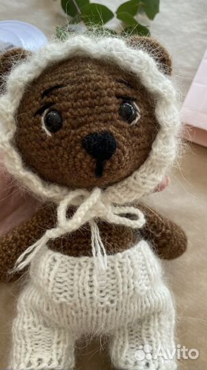 Вязаная игрушка мишка