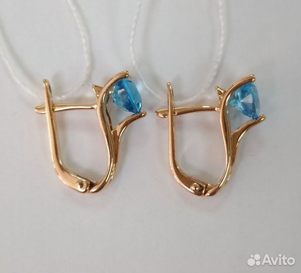 Золотые серьги с топазом