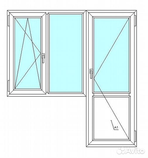 Балконный блок veka WHS60, 2-кам. с/п, 2000x1900