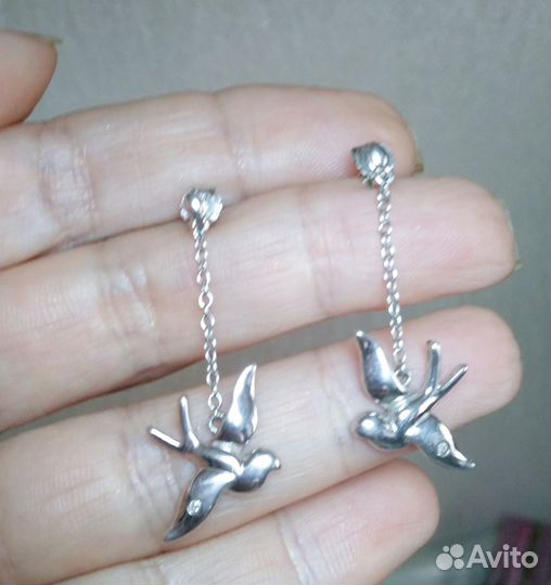 Серьги hot diamonds, серебро с бриллиантами, кольц