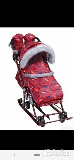 Новые санки коляска Ника 7-8sk красный