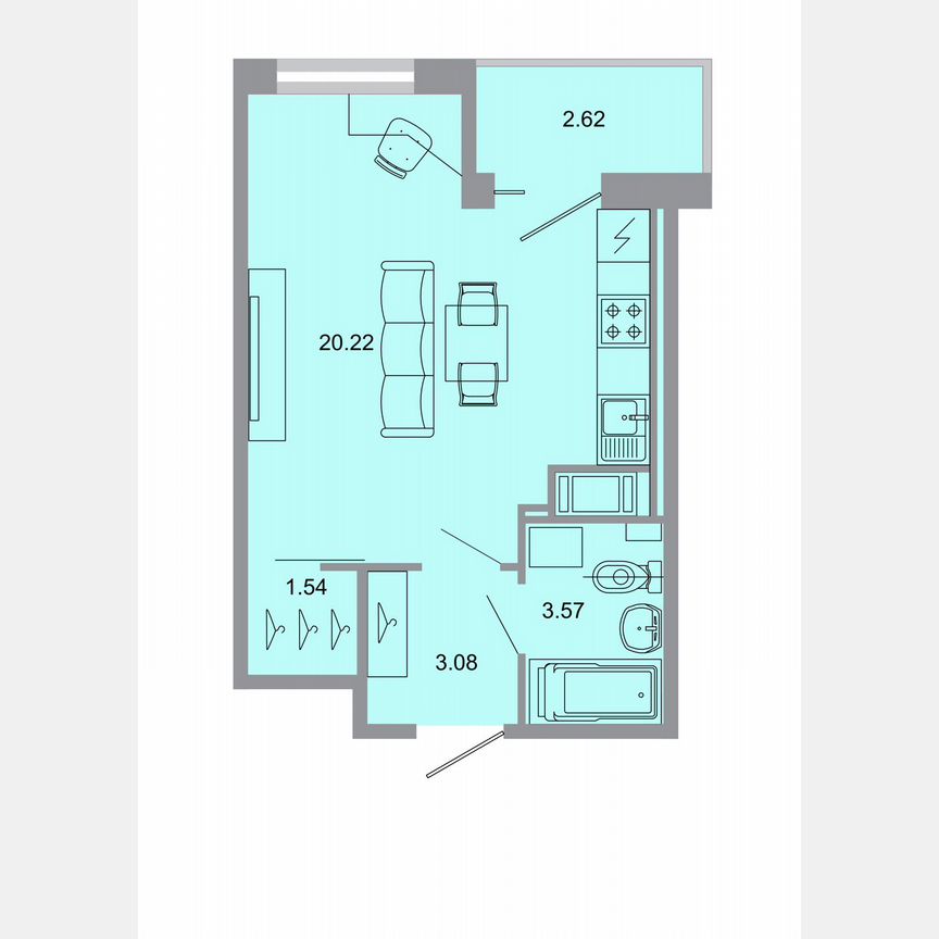 Квартира-студия, 29 м², 2/15 эт.