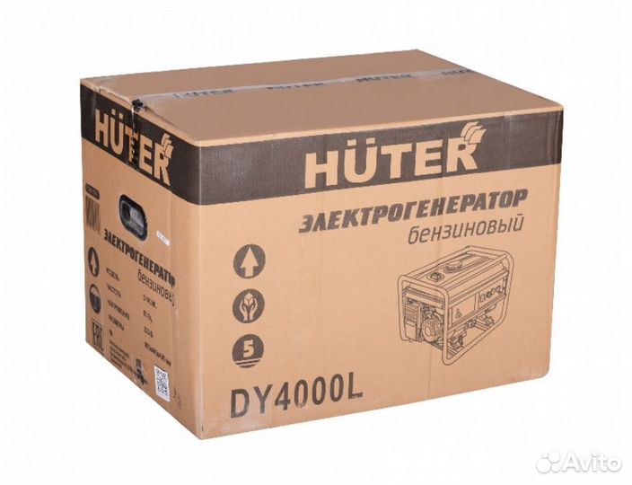 Бензиновый генератор Huter DY4000l, 3.2 кВт, новый