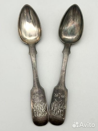 2 чайные ложки, серебро 84 проба, 1859 г. 50,9 г