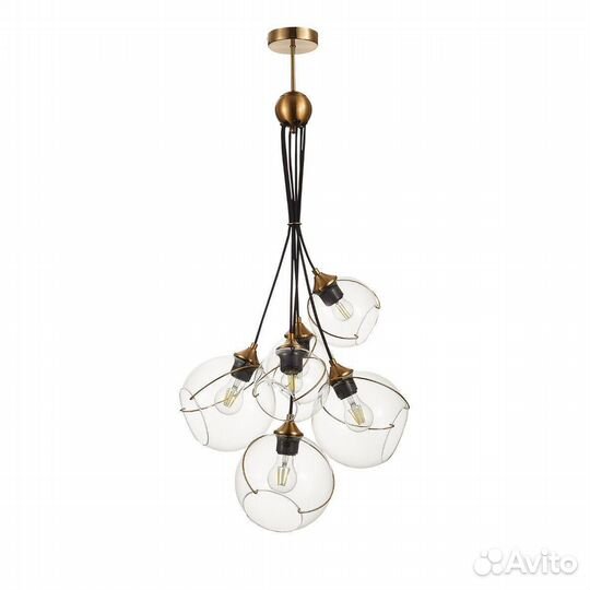 Люстра подвесная металл и стекло модерн