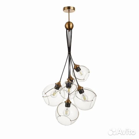 Люстра подвесная металл и стекло модерн