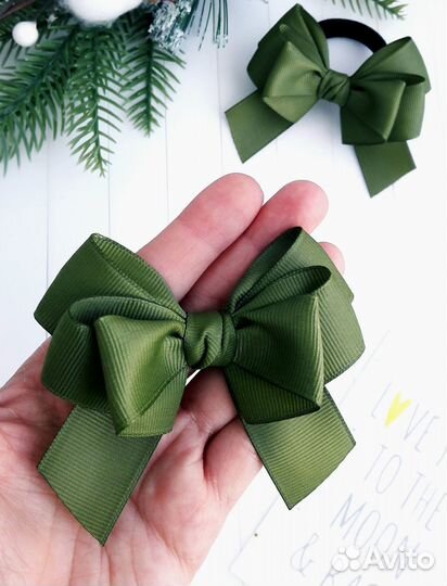 Бантики на 23 февраля и 9 мая, цвет хаки