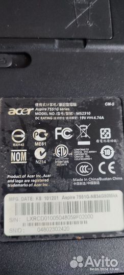 Ноутбук acer на запчасти
