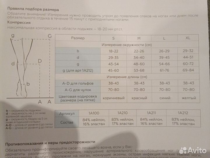 Компрессионные чулки 1 класс новые