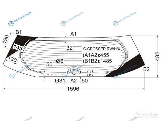 C-crosser rwhx Стекло заднее с обогревом citroen p