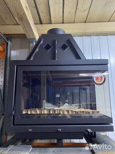 Камин Экокамин Альфа 700 RB два стекла правая черн