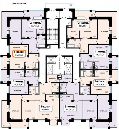 Дом свечка планировка 1-к квартира, 36 м², 21/25 эт. на продажу в Красноярске Купить квартиру Авито