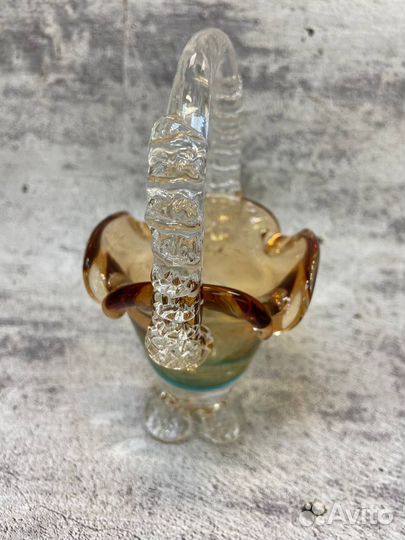 Ваза. Корзинка. Цветное стекло. СССР