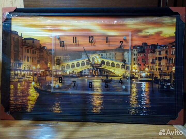 Картина с часами Закат в Венеции