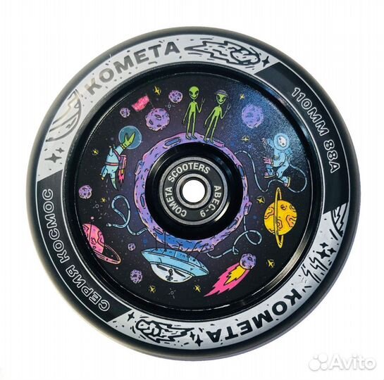 Колесо самокат Комета Планета (Черный / Черный)