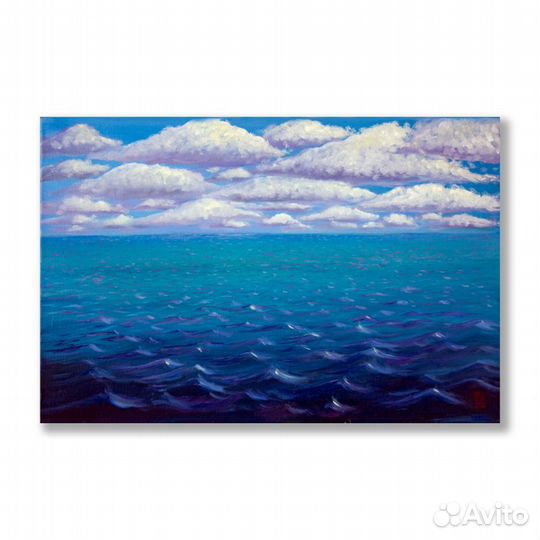 Картина маслом Море Волны Облака
