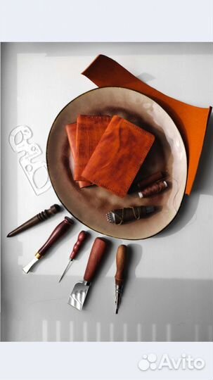 Обложка на паспорт из кожи, ручная работа