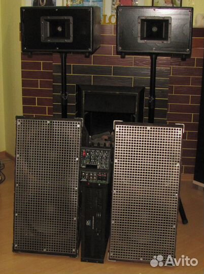 Колонки F.Audio 2100W Рупоры Усилок Микшер Стойки