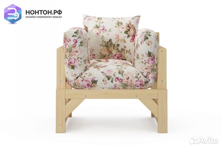 Кресло Амбер бежевое с цветами
