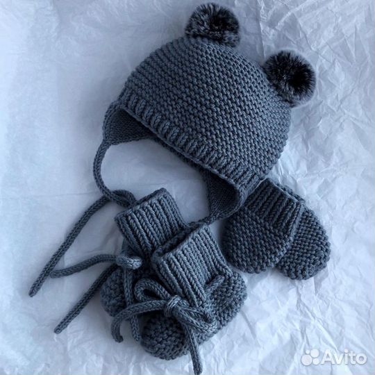 Вязаные шапки, снуды, шарфы, варежки из мериноса