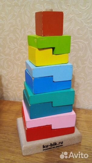 Игрушка Пирамидка ступеньки. Деревянная