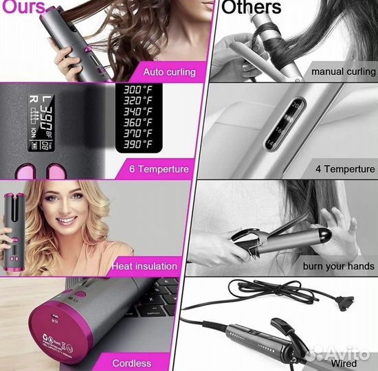 Беспроводной утюжок для завивки волос