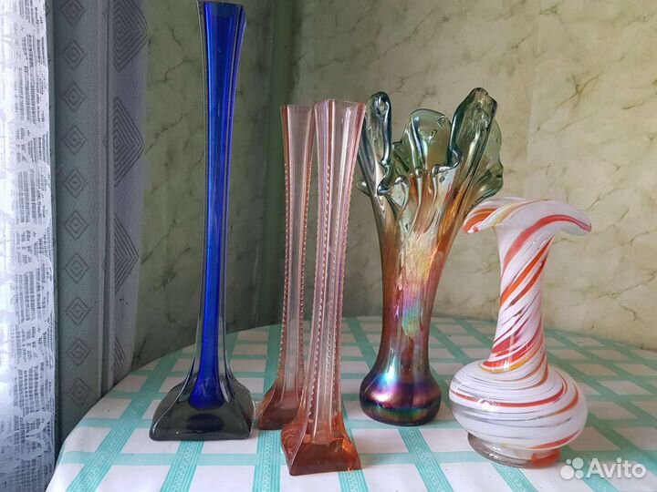 Вазы из цветного стекла СССР