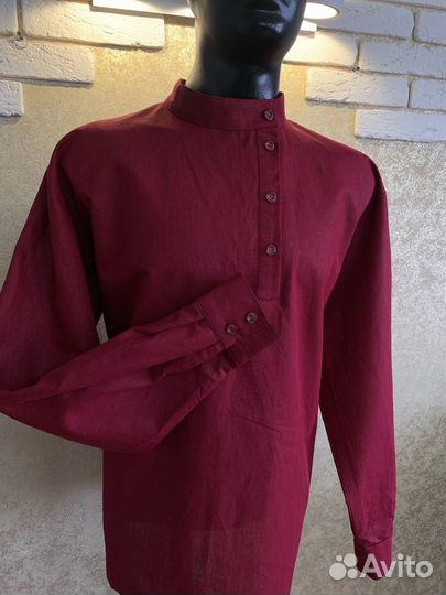 Косоворотка бордовая с манжетами