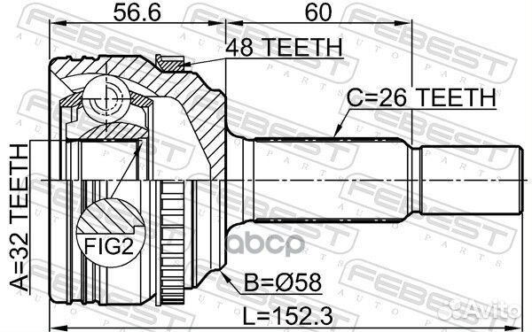 ШРУС наружный 32x56x26 toyota matrix AZE14#,ZRE142