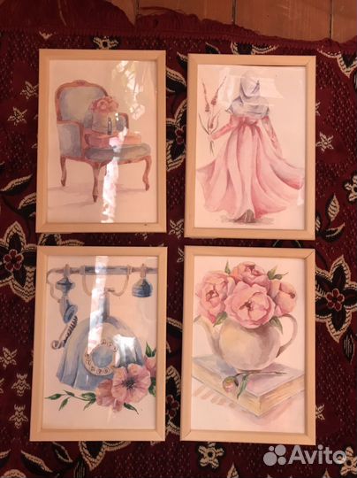 Картины акварель в рамке