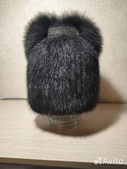 Шапка норковая вязаная женская