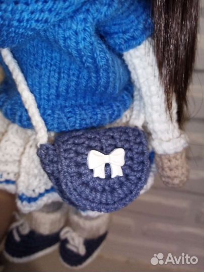 Вязанные игрушки ручной работы Кукла Эвелина