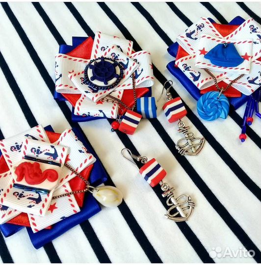 Брошь текстильная. Морская