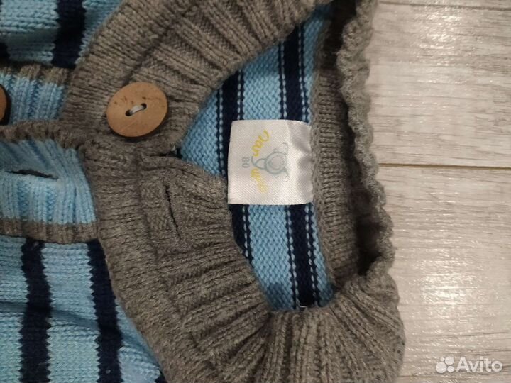 Вязанный комбинезон для новорожденного 80