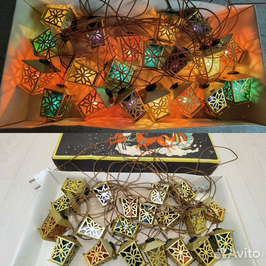 Ёлочная гирлянда Золотой фонарик СССР в коробке