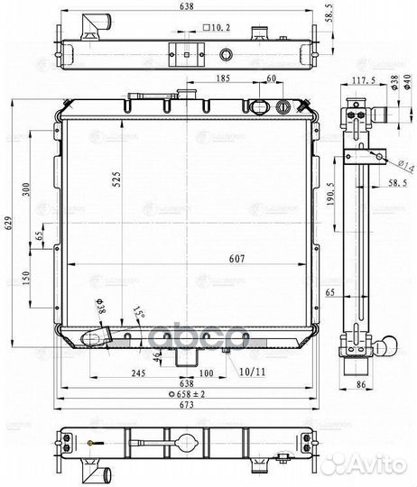 Радиатор охлаждения газ 3310 алюминий двс ммз L