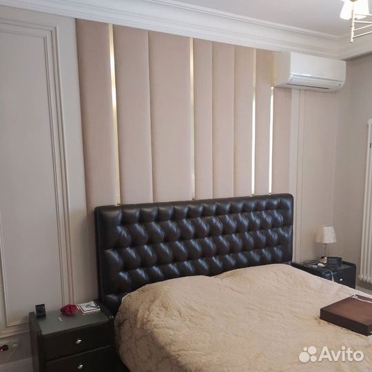 Каретная стяжка кровать и мягкие стеновые панели