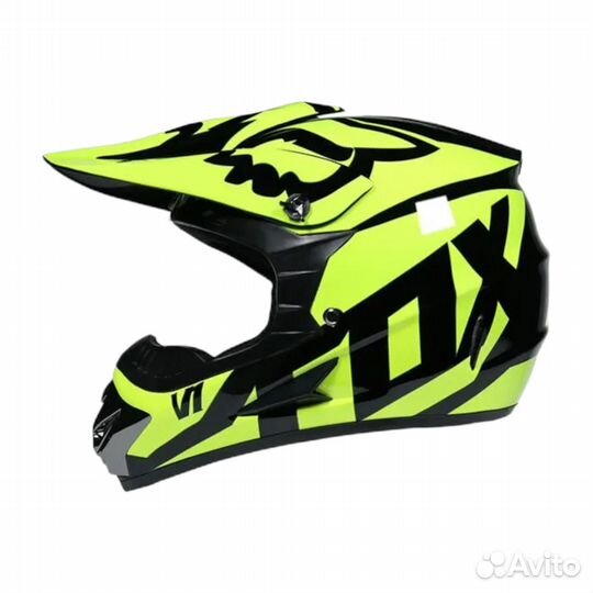 Мотошлем кроссовый FOX желто-черный